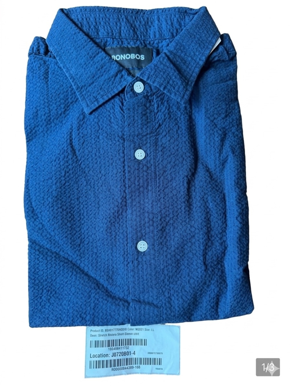 NWOT Bonobos Stretch Riviera Short Sleeve Buttondown Shirt *Long Shirt Length
